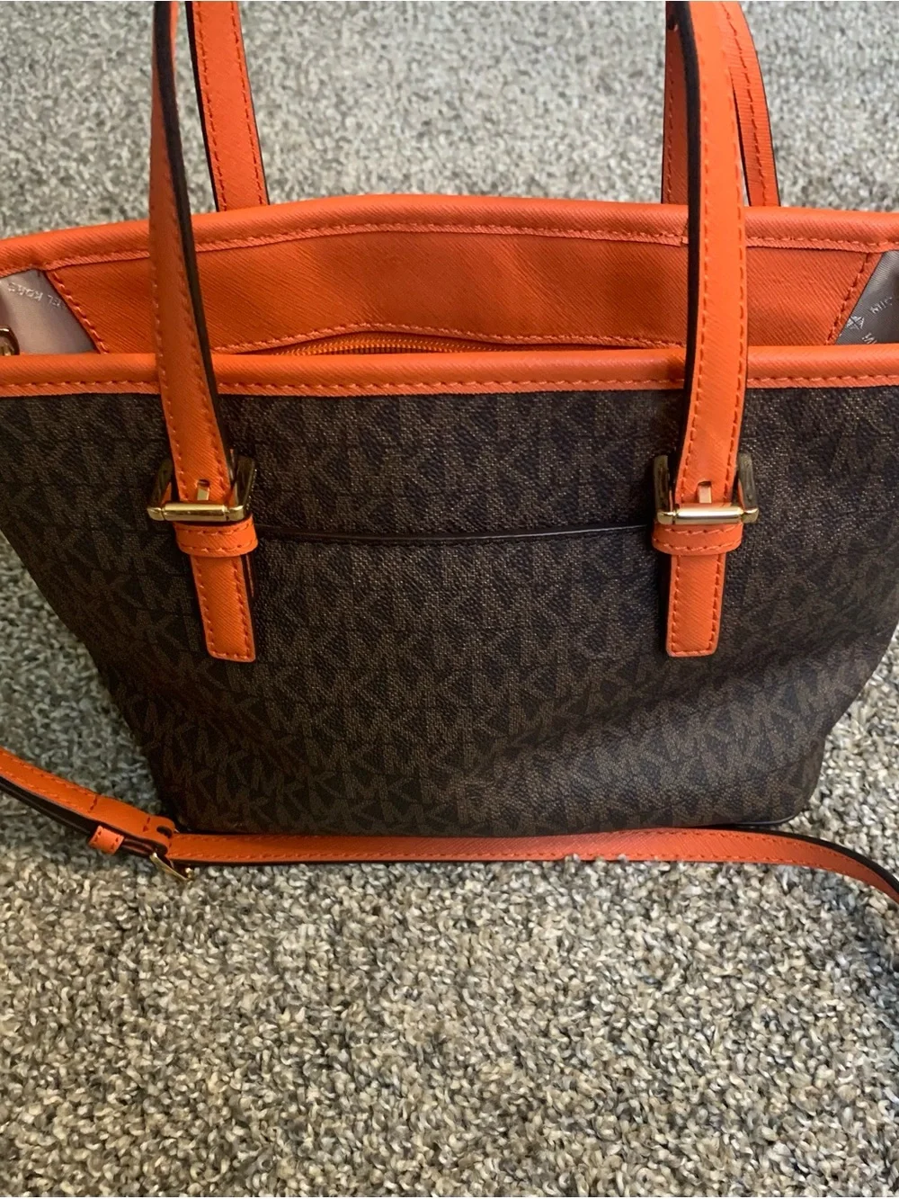 Michael Kors Brown Purse with Orange Trim